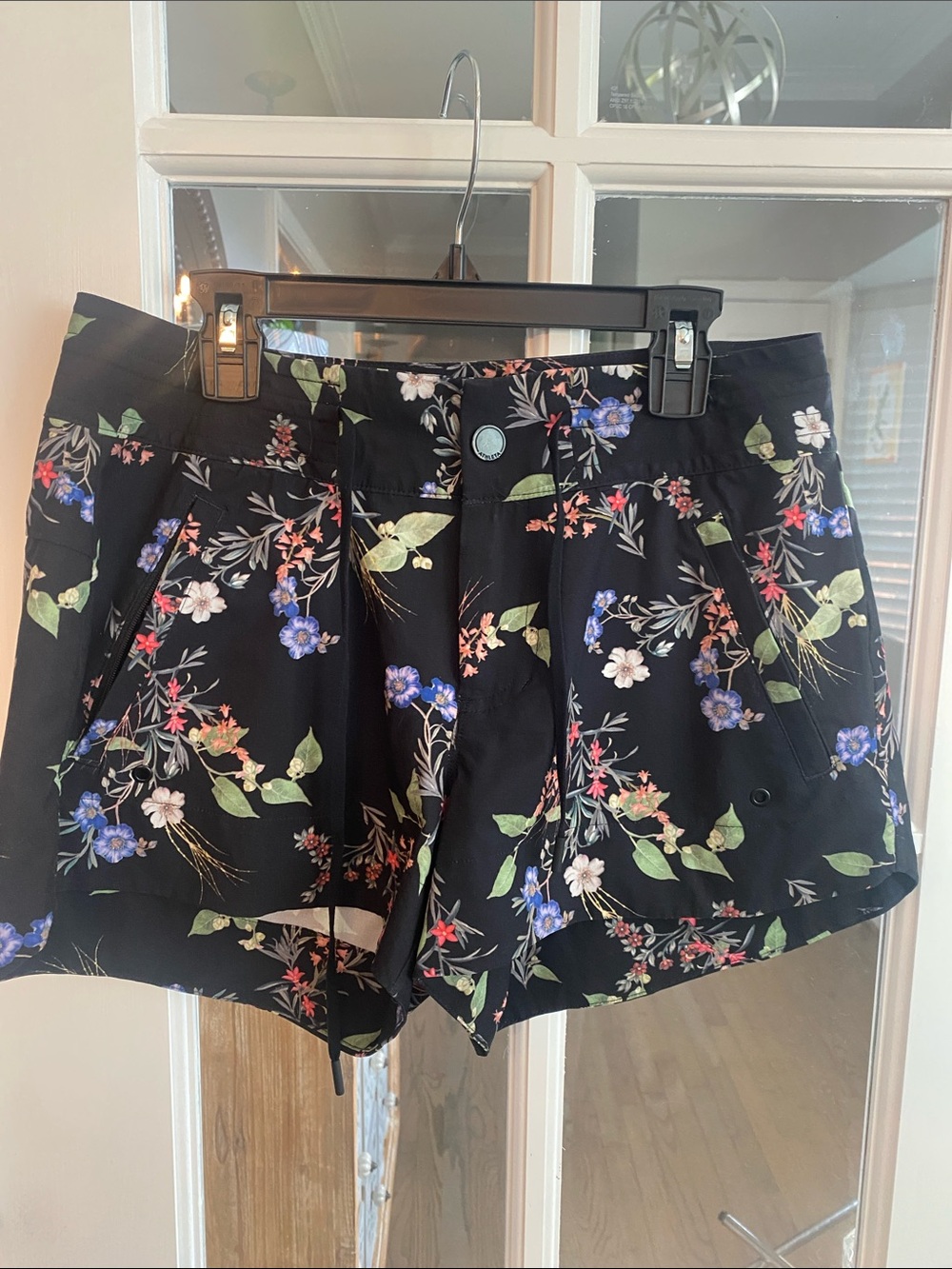 Athleta Black Floral Bermuda Shorts